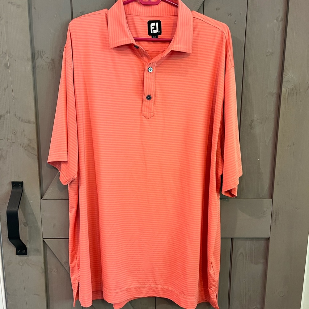 FootJoy Men’s Golf Shirt Tangerine striped size XXL EUC